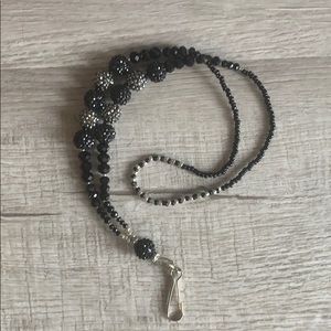 Black beaded lanyard for keys